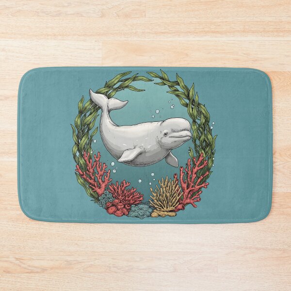 Item preview, Vintage Beluga Whale With Coral Reef And Seaweed  designed and sold by BirdsnStuff.
