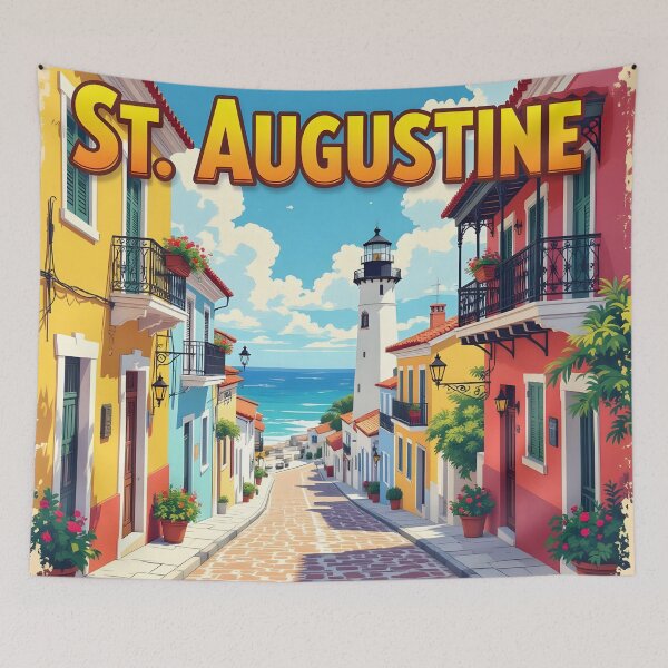 Item preview, St Augustine, Florida, USA: Vintage-Style Painterly Travel Poster designed and sold by LSVart.