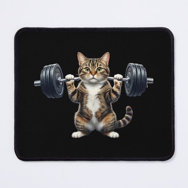 Item preview, cat weightlifting barbell cat designed and sold by Uglyandcute.