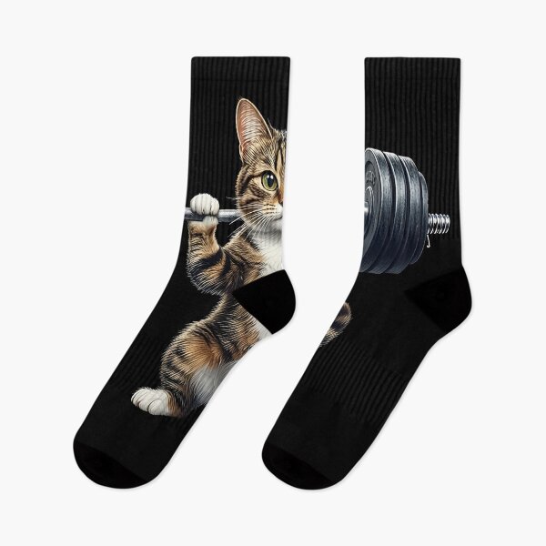 Item preview, cat weightlifting barbell cat designed and sold by Uglyandcute.