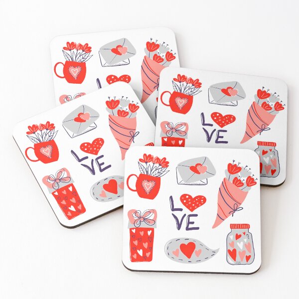 Item preview, Saint Valentine's Day Doodle Love Elements - Cute Bouquets Hearts Gift Jar Envelope Art Print designed and sold by DesignArtist.ia.