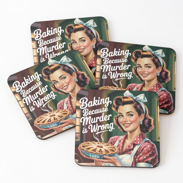 Item preview, Baking Because Murder Is Wrong – Retro Kitchen Art designed and sold by MooLaLa.Store.