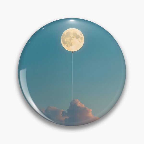 Item preview, Lunar Balloon: Surreal Minimalist Full Moon and Clouds Wall Art designed and sold by Cozyartsss.