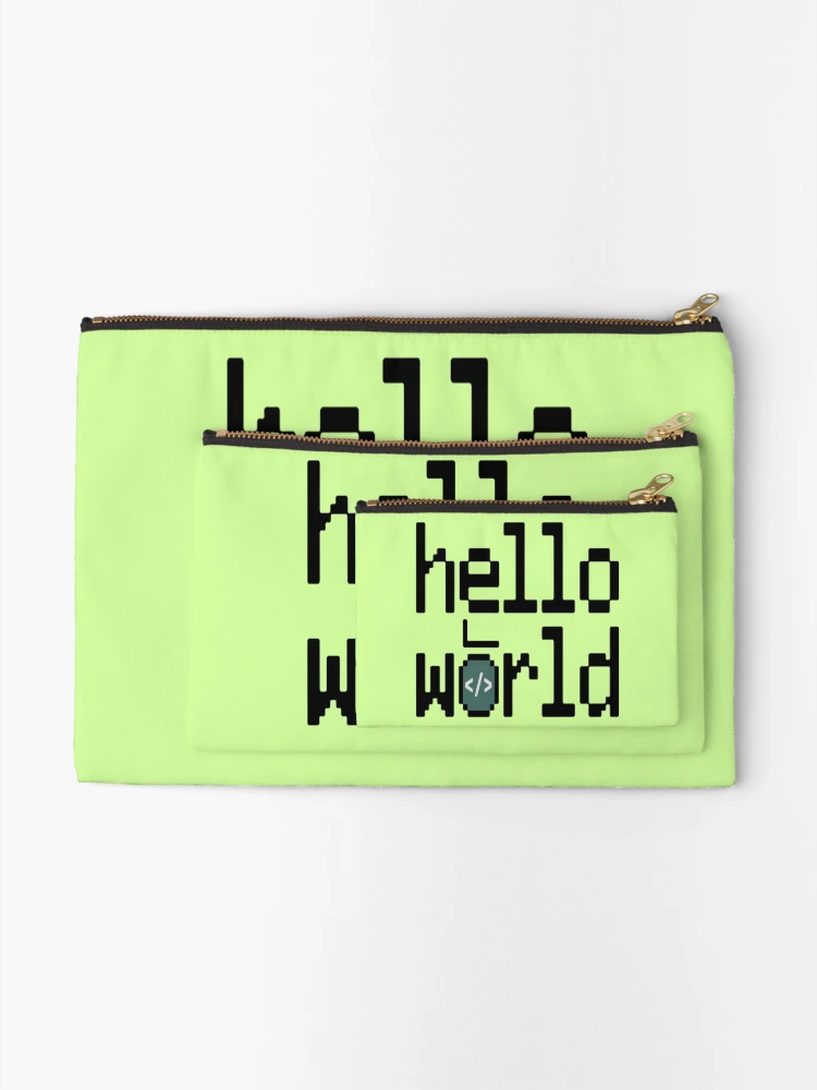 Thumbnail 2 of 4, Zipper Pouch, Hello World – Classic Programmer Humor Minimal Coding Design designed and sold by RMTrendy.
