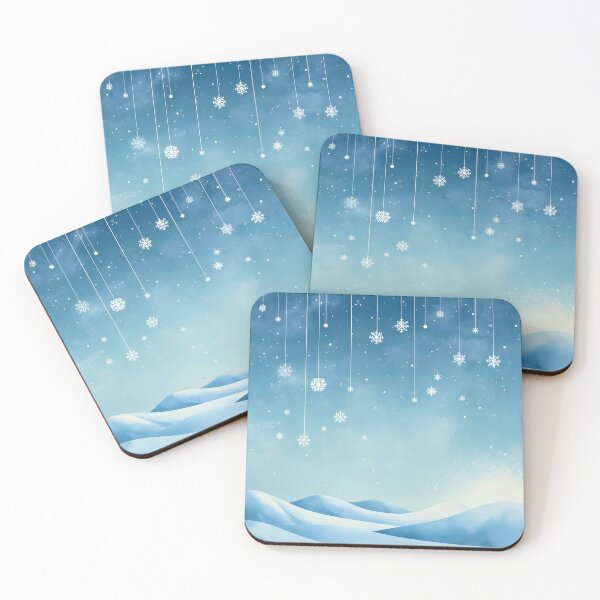 Item preview, Winter's Breath: Whimsical Blue Snowflake Sky and Snowy Dunes Wall Art designed and sold by Cozyartsss.