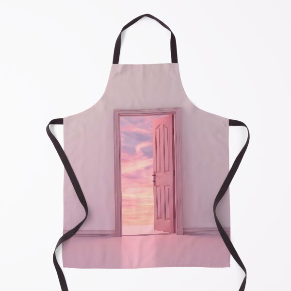 Item preview, Pink Portal: Modern Minimalist Open Door to Pastel Sunset Clouds Wall Art designed and sold by Cozyartsss.