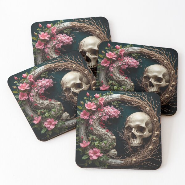 Item preview, Dark Floral Yin Yang Skull – Life and Death Balance Symbol designed and sold by AmetistLight.