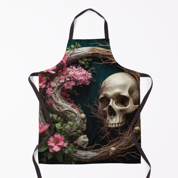 Item preview, Dark Floral Yin Yang Skull – Life and Death Balance Symbol designed and sold by AmetistLight.