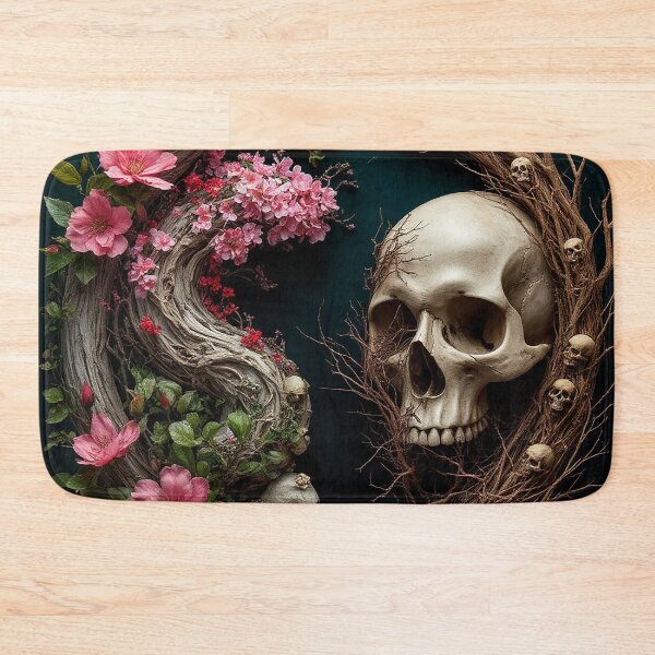 Item preview, Dark Floral Yin Yang Skull – Life and Death Balance Symbol designed and sold by AmetistLight.
