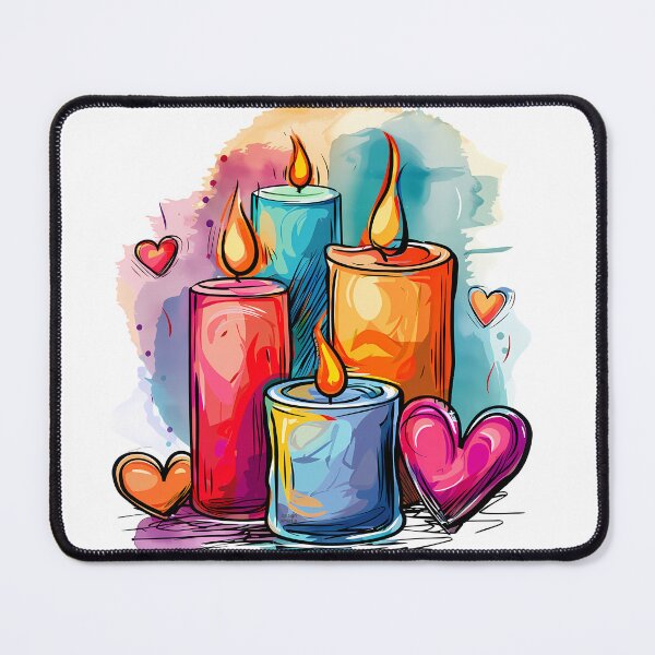 Item preview, Romantic Candle Hearts Saint Valentine's Day - Colorful Glowing Candles with Love Hearts Art Print designed and sold by DesignArtist.ia.