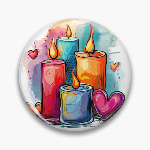 Item preview, Romantic Candle Hearts Saint Valentine's Day - Colorful Glowing Candles with Love Hearts Art Print designed and sold by DesignArtist.ia.