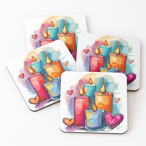 Item preview, Romantic Candle Hearts Saint Valentine's Day - Colorful Glowing Candles with Love Hearts Art Print designed and sold by DesignArtist.ia.
