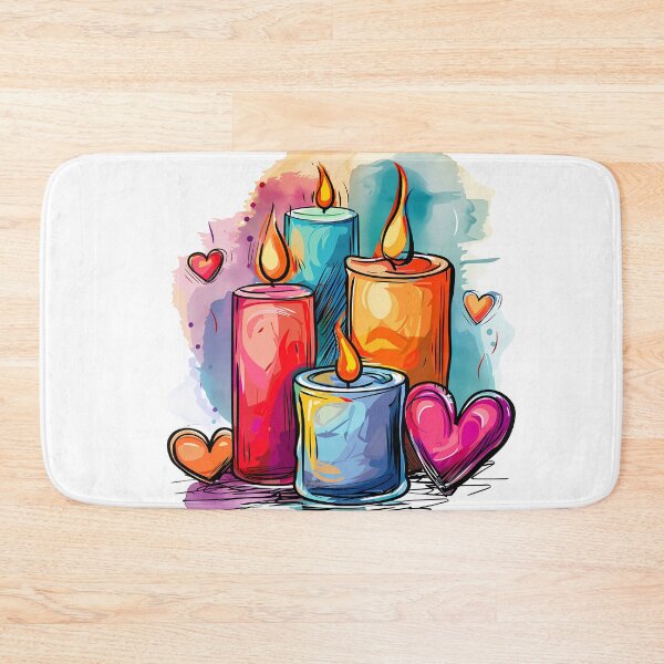 Item preview, Romantic Candle Hearts Saint Valentine's Day - Colorful Glowing Candles with Love Hearts Art Print designed and sold by DesignArtist.ia.