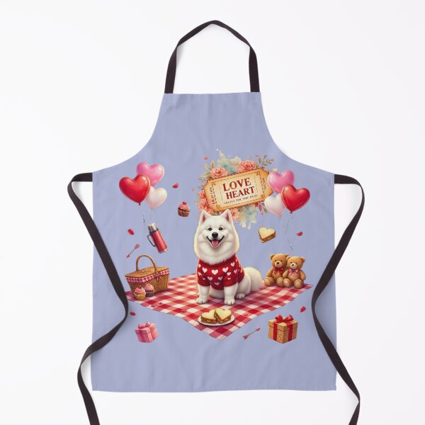 Item preview, Cute Samoyed Dog Valentine's Day Picnic | Red Heart Sweater & Sandwiches designed and sold by E-SarnEdge.