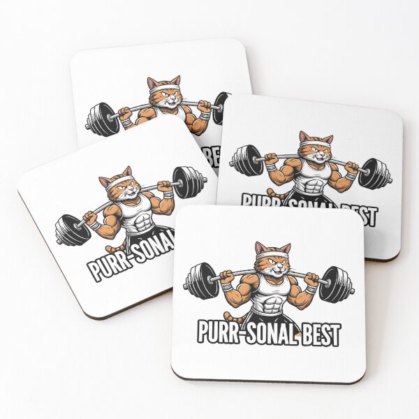 Item preview, cat weightlifting barbell cat designed and sold by Uglyandcute.
