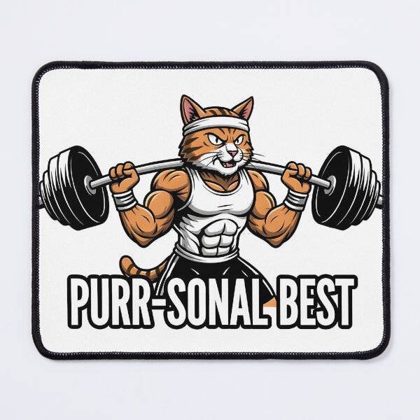 Item preview, cat weightlifting barbell cat designed and sold by Uglyandcute.