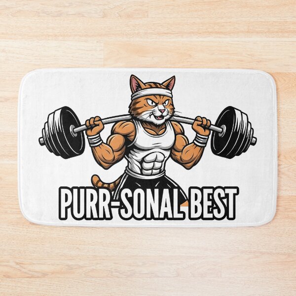 Item preview, cat weightlifting barbell cat designed and sold by Uglyandcute.
