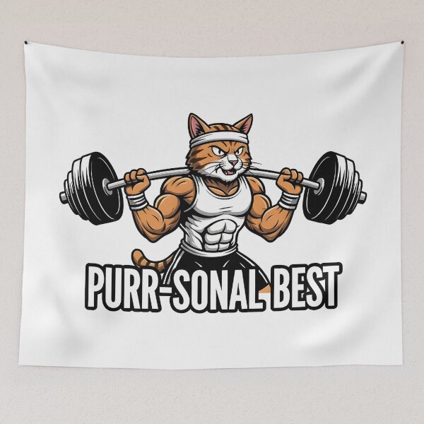 Item preview, cat weightlifting barbell cat designed and sold by Uglyandcute.