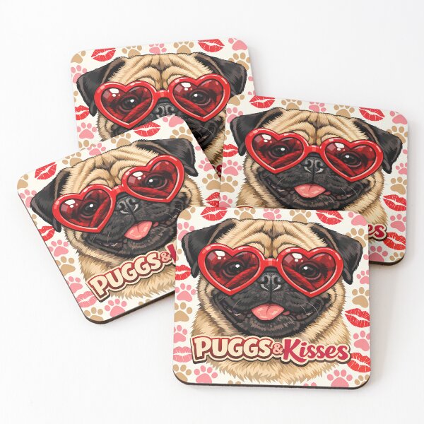 Item preview, Puggs And Kisses Funny Pug Dog Valentines Day Sticker Shirt Puppy Gift designed and sold by GiftsForge.