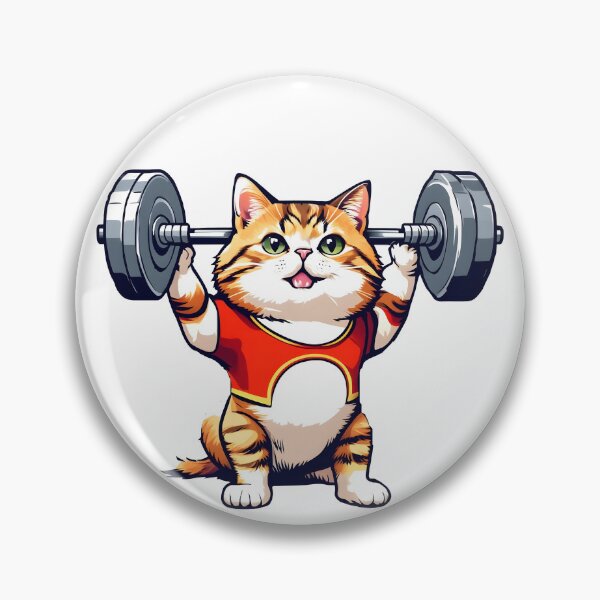 Item preview, cat weightlifting barbell cat designed and sold by Uglyandcute.