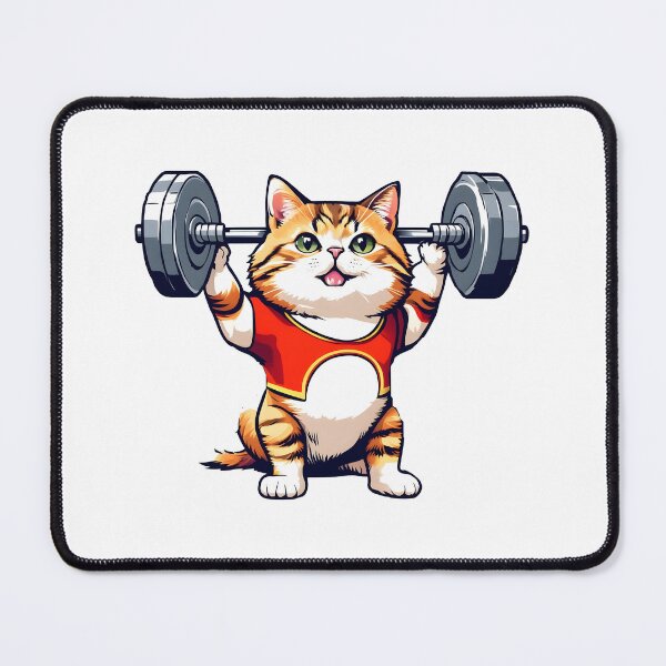 Item preview, cat weightlifting barbell cat designed and sold by Uglyandcute.