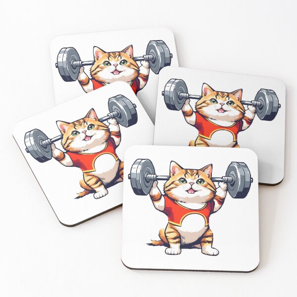 Item preview, cat weightlifting barbell cat designed and sold by Uglyandcute.