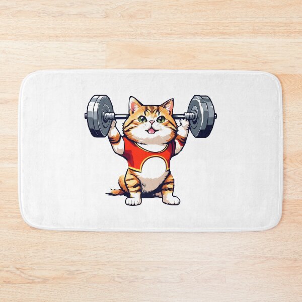 Item preview, cat weightlifting barbell cat designed and sold by Uglyandcute.