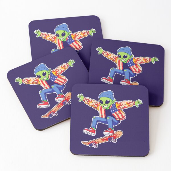 Item preview, Righteous Alien Skate - Retro Flame Deck designed and sold by ARTenyo.