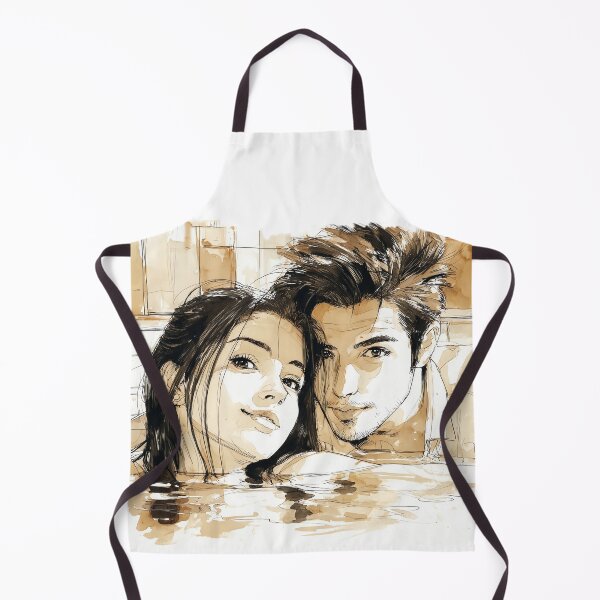Item preview, ntic Bathtub Couple - Intimate Bathroom Moment Watercolor Ar designed and sold by Banal25.