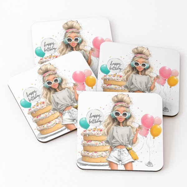 Item preview, Aesthetic Birthday Girl with Cake and Balloons designed and sold by YALLABUY.