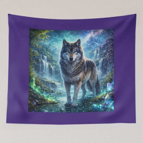 Item preview, Wolf — Midnight Waterfall Sentinel designed and sold by GeoWild Designs.