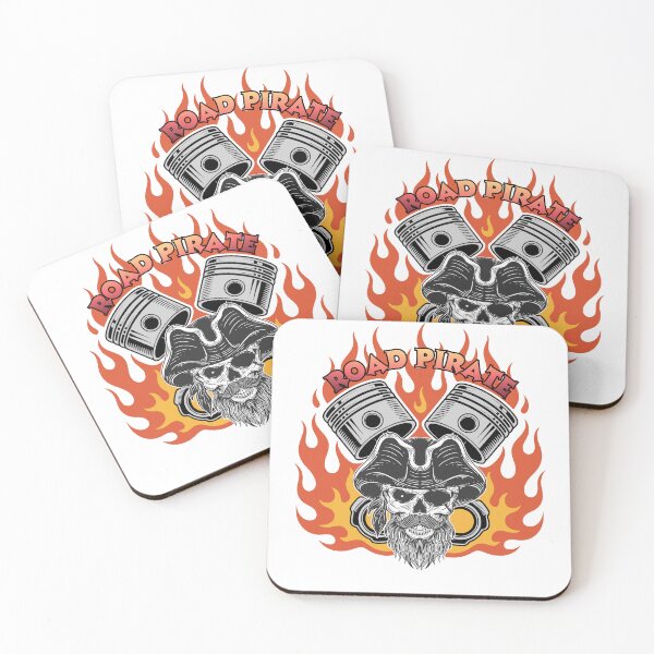 Item preview, Road Pirate - Flames & Pistons | Bold Biker Design PI-GLOBAL designed and sold by PI-Global.