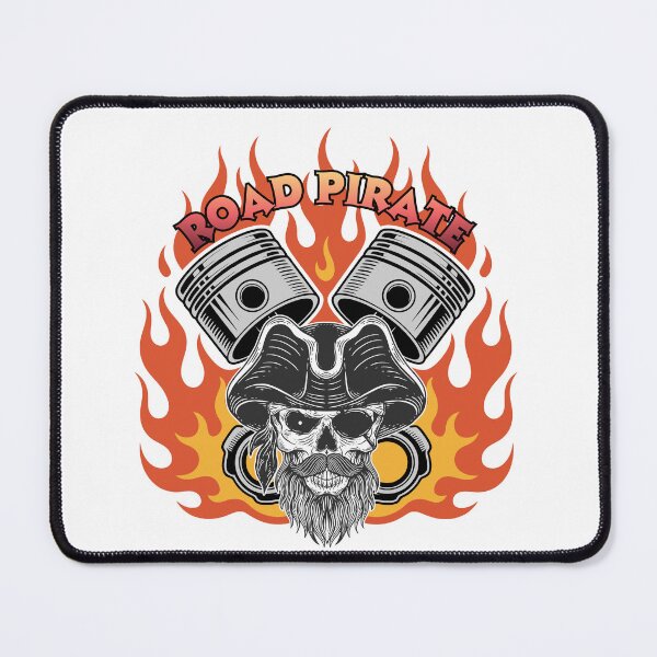 Item preview, Road Pirate - Flames & Pistons | Bold Biker Design PI-GLOBAL designed and sold by PI-Global.