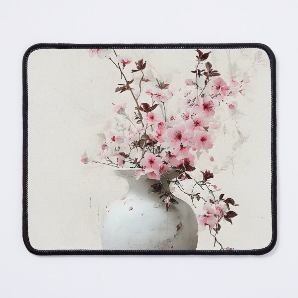 Artikelvorschau, Wabi-Sabi-Vasenkunst | Rustikale Keramikvase mit rosa Blüten entworfen und verkauft von FlowNestStudio.