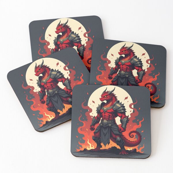 Item preview, Dragonborn warrior against backdrop of flames and moon designed and sold by adriansmith31.