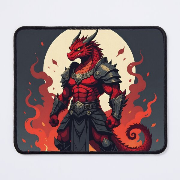 Item preview, Dragonborn warrior against backdrop of flames and moon designed and sold by adriansmith31.