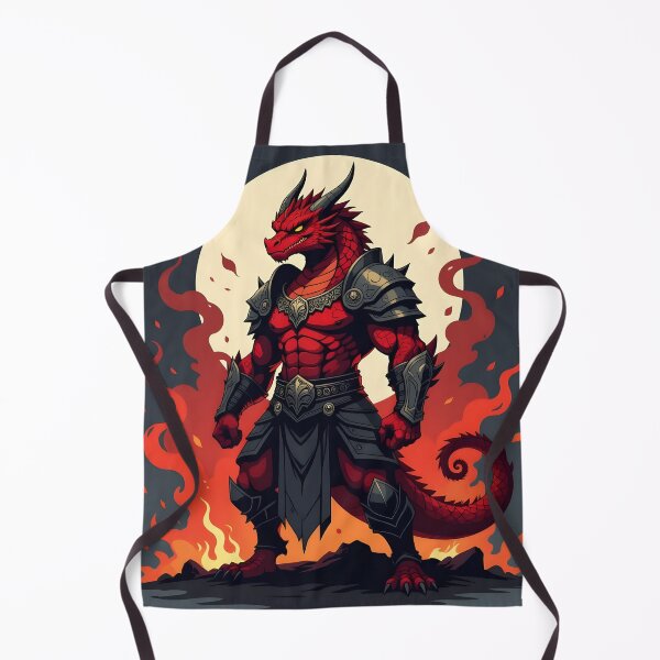 Item preview, Dragonborn warrior against backdrop of flames and moon designed and sold by adriansmith31.
