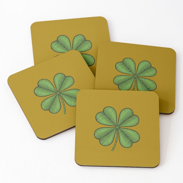 Item preview, Four-Leaf Clover Green woodcut-style 2026 designed and sold by S-M-P-A.