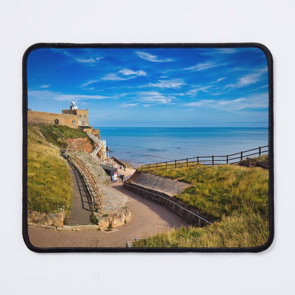 Item preview, Sidmouth Jacobs Ladder | Scenic Devon Cliffside Photography Print designed and sold by leonwoods.