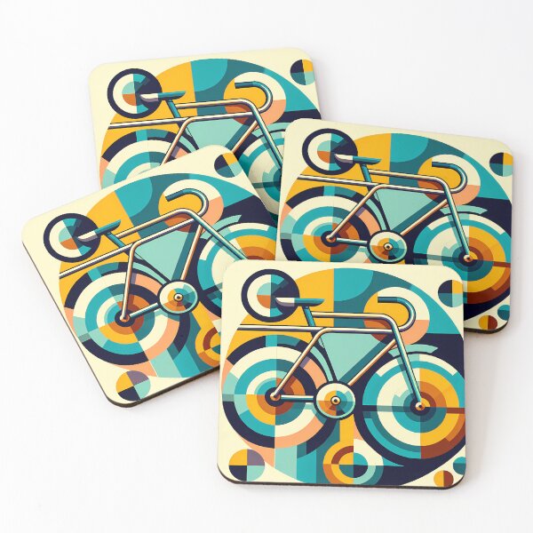 Item preview, Geometric Retro Bicycle in Teal and Mustard designed and sold by InkSmithery.