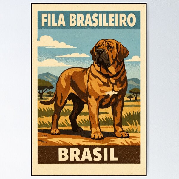 Item preview, Fila Brasileiro Brasil Vintage Travel Print designed and sold by Flying Doggo.