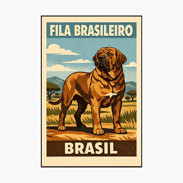 Item preview, Fila Brasileiro Brasil Vintage Travel Print designed and sold by Flying Doggo.