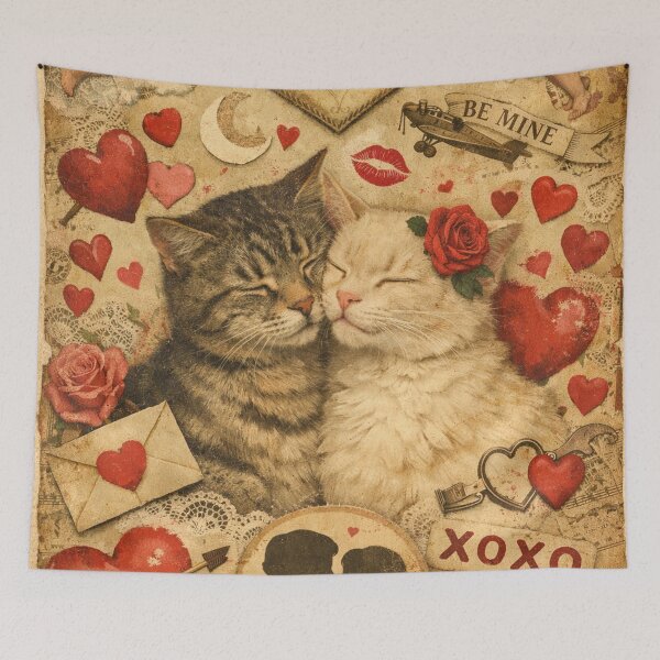Item preview, Classic cat love – Nostalgic vintage collage with heart designed and sold by Mauswohn.