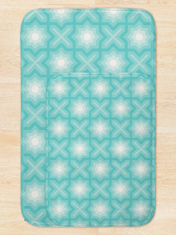 Thumbnail 5 of 6, Bath Mat, Cloud Dancer Rising Rivulet Star Pattern designed and sold by PatternSalad.