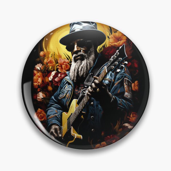 Item preview, Blues Man with Guitar, for black fabrics designed and sold by SteadyRolling.