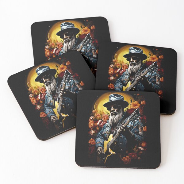 Item preview, Blues Man with Guitar, for black fabrics designed and sold by SteadyRolling.
