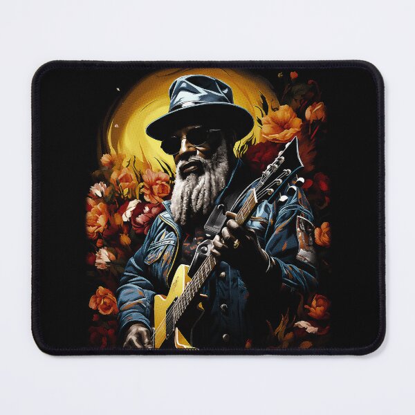 Item preview, Blues Man with Guitar, for black fabrics designed and sold by SteadyRolling.
