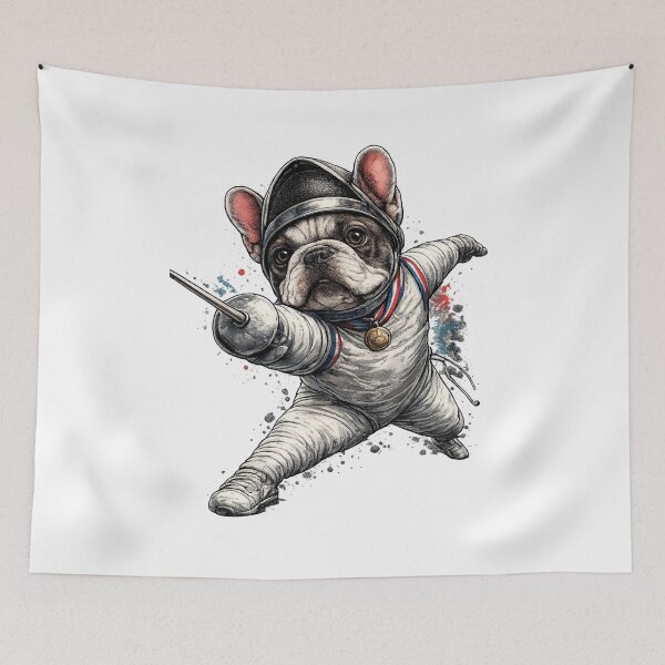 Item preview, French Bulldog Fencer  designed and sold by ChillCharmStudio.