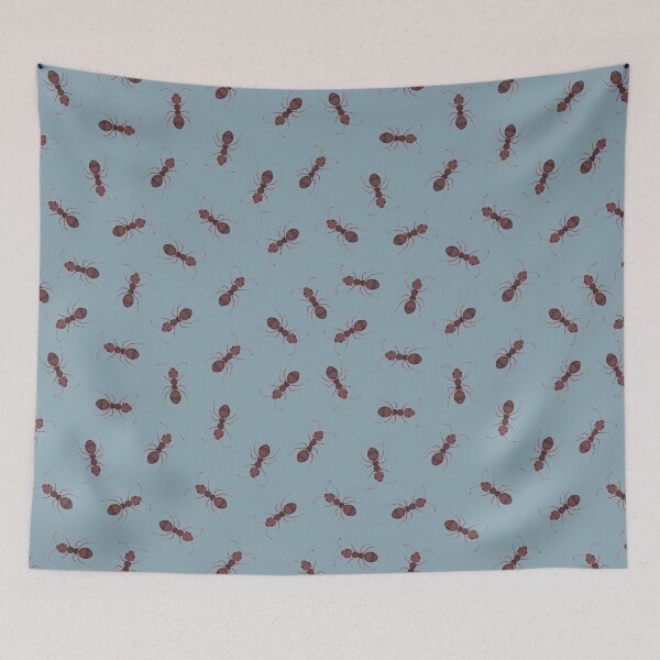 Item preview, Illustrated Brown Ants on Light Gray-Blue designed and sold by KSimpson838.