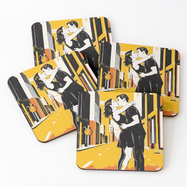 Item preview, Urban Street Kiss - Bold Graphic Couple Art Print designed and sold by Banal25.